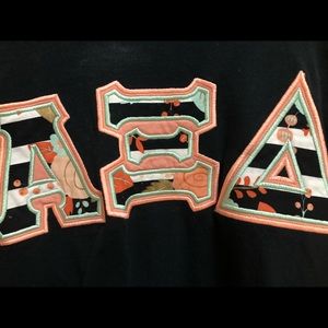 Alpha Xi Delta stitch letters